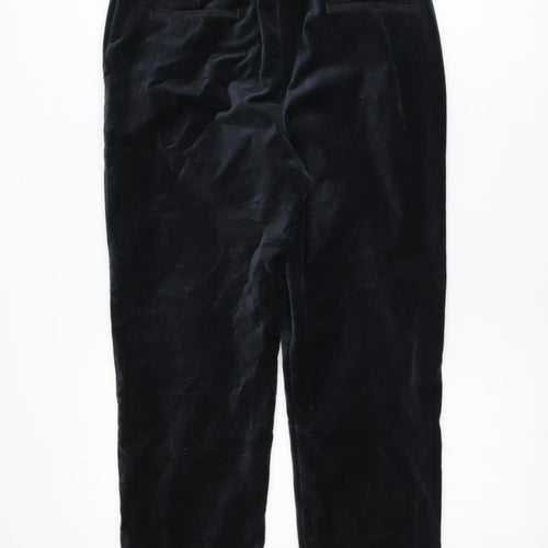 Thought Womens Black Velvet Straight Leg Trousers Size 10
