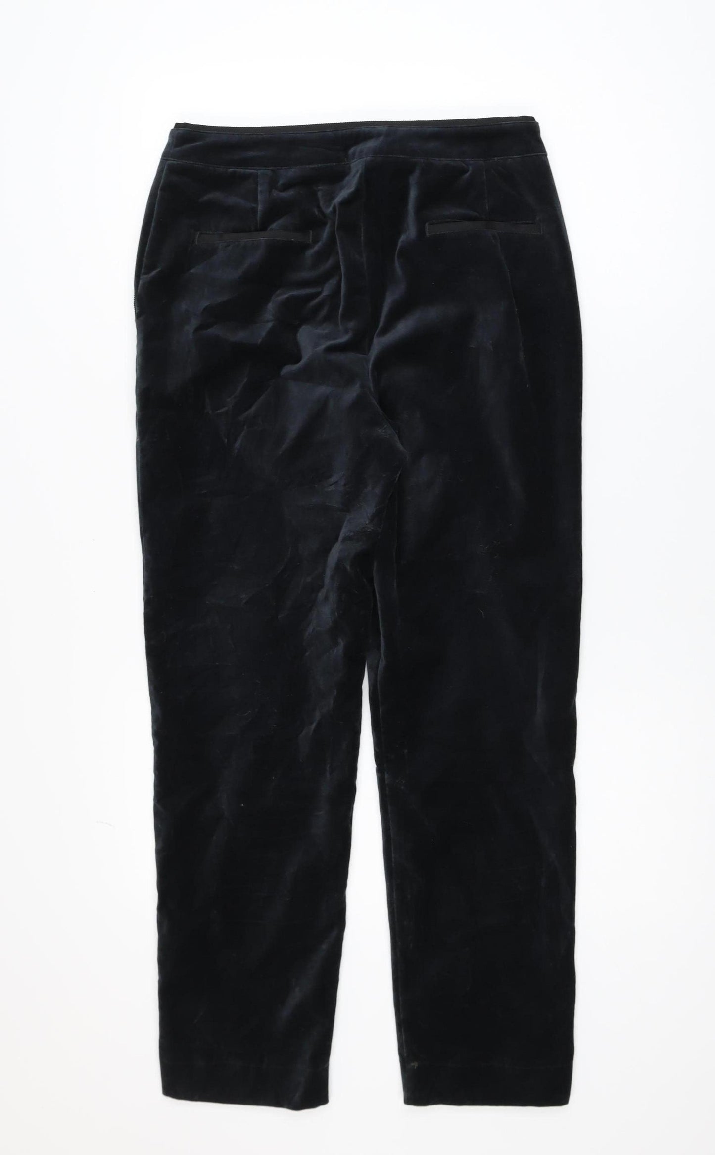Thought Womens Black Velvet Straight Leg Trousers Size 10