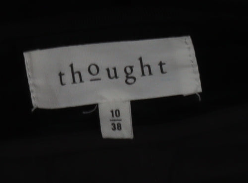 Thought Womens Black Velvet Straight Leg Trousers Size 10