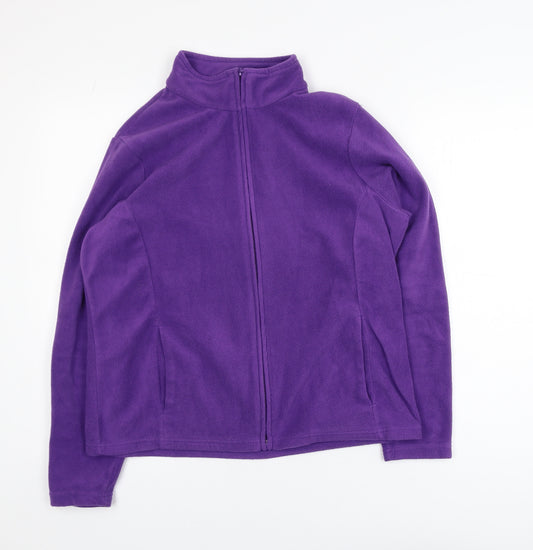 Front view of Marks and Spencer women’s purple fleece full zip jacket, size UK 18