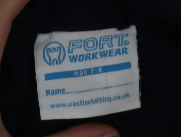 Fort Workwear Boys Blue 7-8 Years Full Zip Coverall Boiler Suit