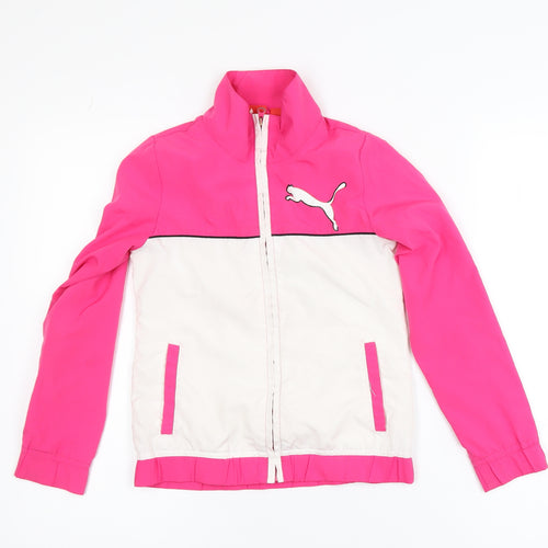 Puma Girls Pink and White Track Jacket Size 8 Years Full Zip Sportswear