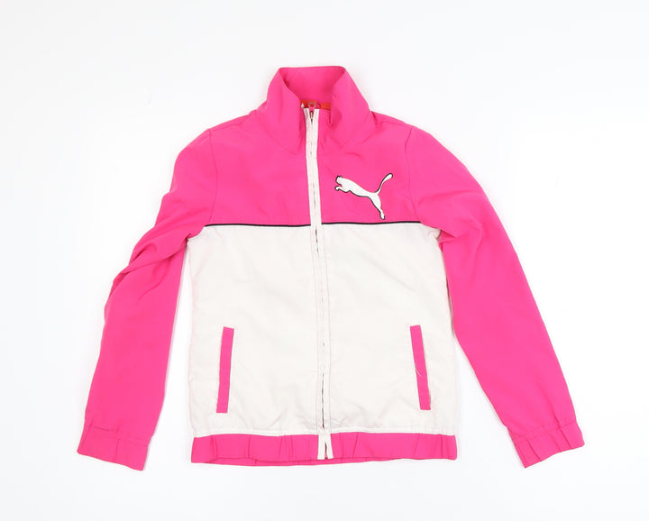 Puma Girls Pink and White Track Jacket Size 8 Years Full Zip Sportswear