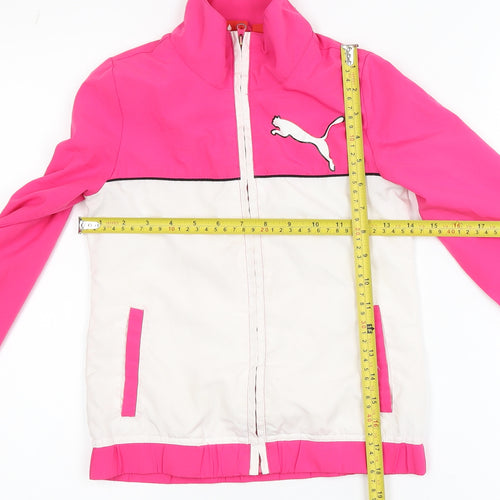 Puma Girls Pink and White Track Jacket Size 8 Years Full Zip Sportswear