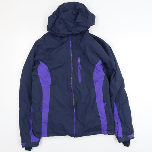 The Edge Women's Blue Hooded Waterproof Parka Jacket Size 10