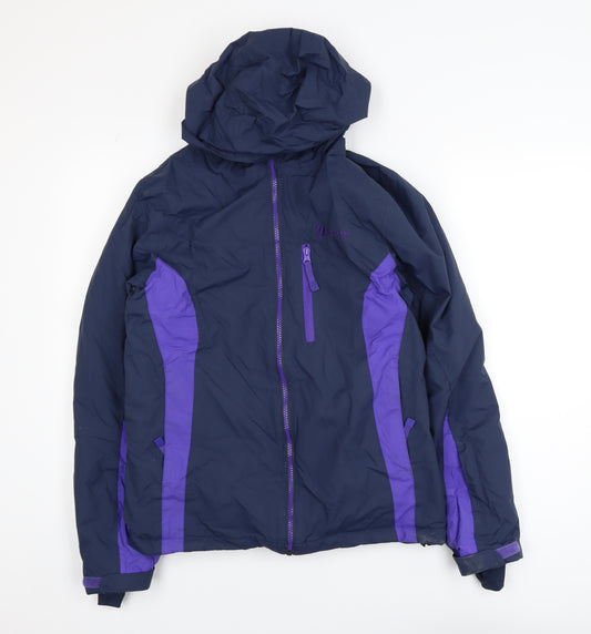 The Edge Women's Blue Hooded Waterproof Parka Jacket Size 10