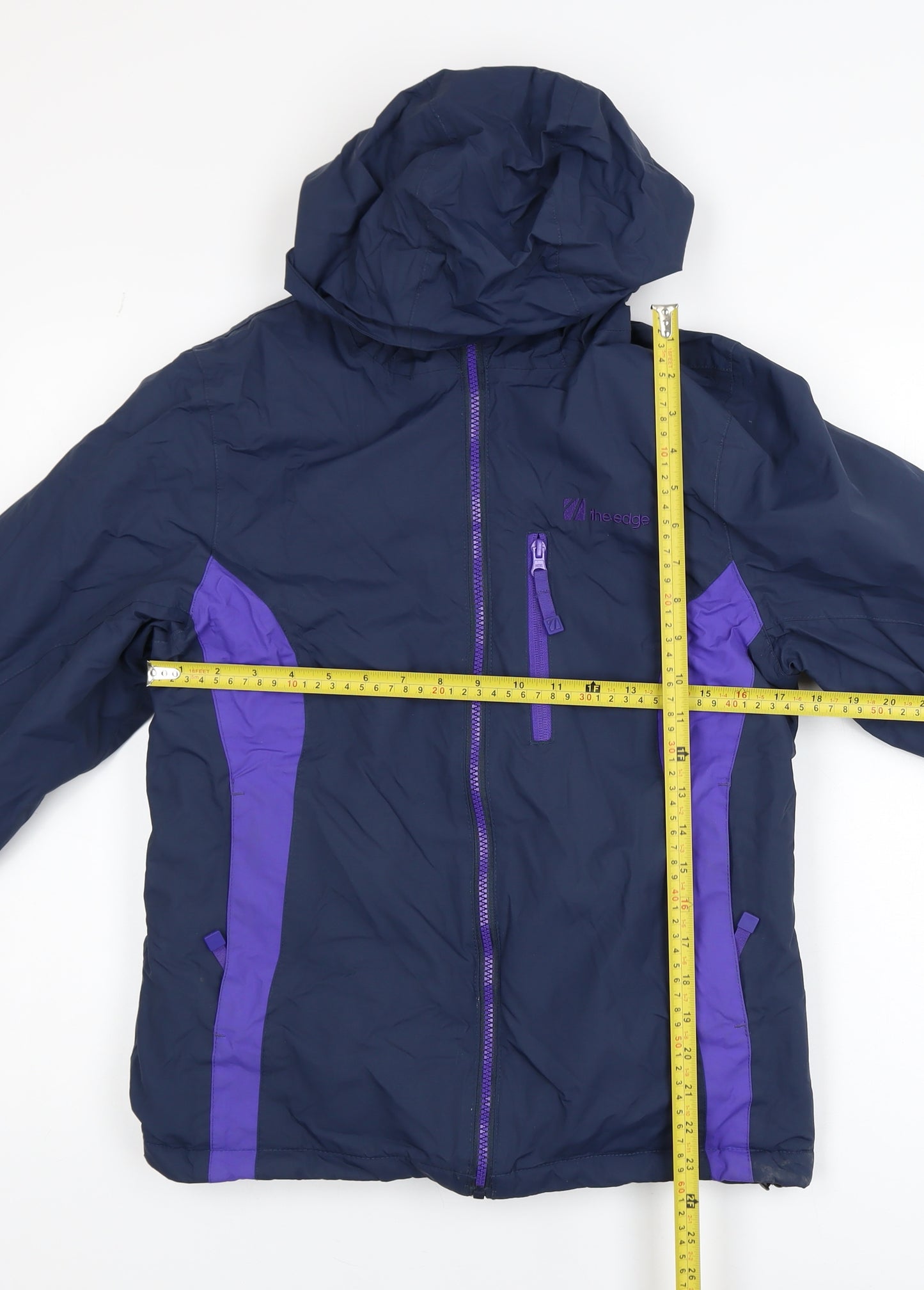 The Edge Women's Blue Hooded Waterproof Parka Jacket Size 10