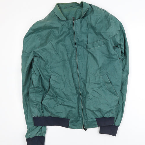 DKNY Men’s Green Bomber Jacket M Lightweight Full Zip Casual