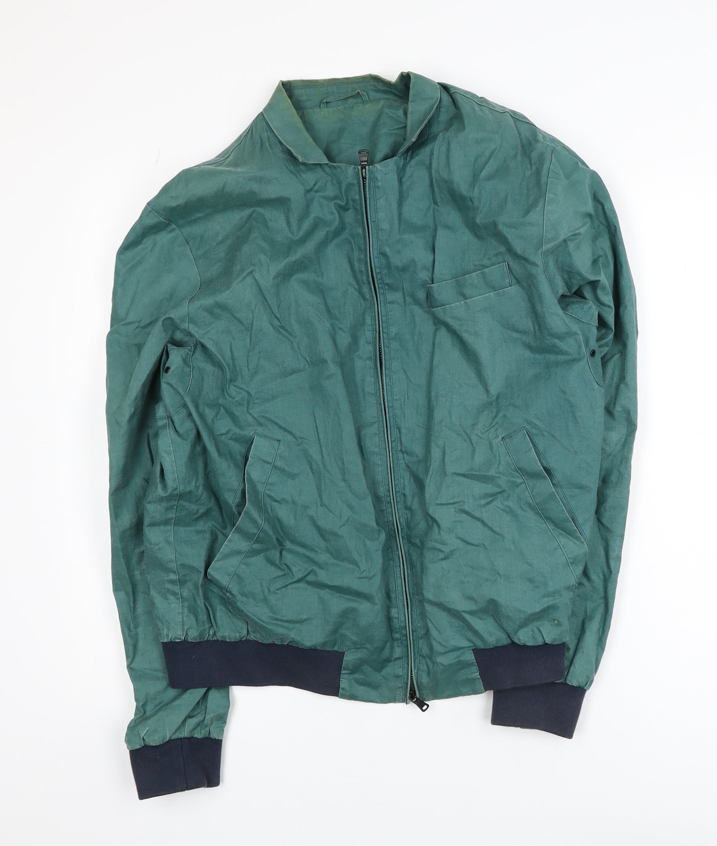 DKNY Men’s Green Bomber Jacket M Lightweight Full Zip Casual