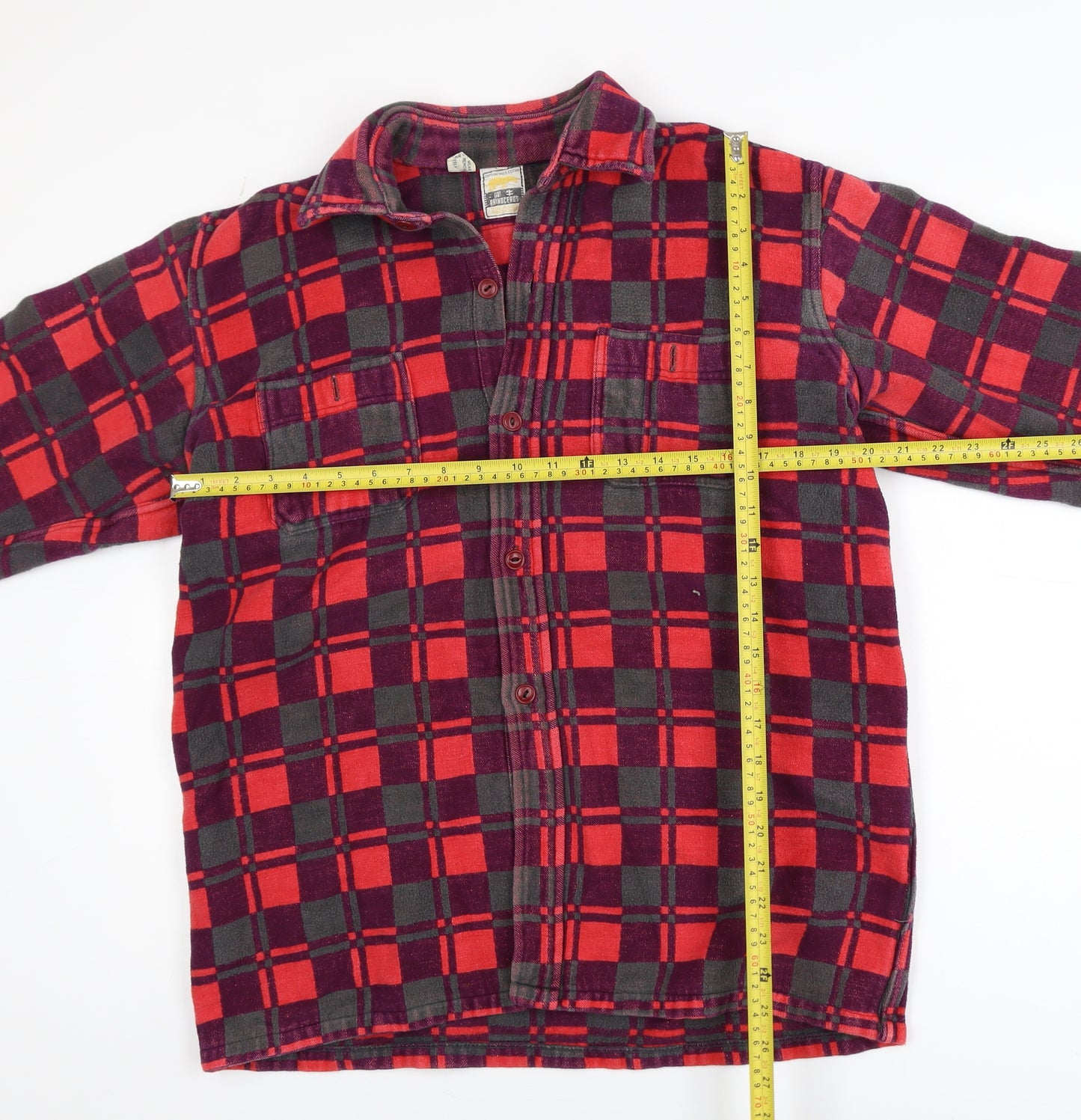 Rhinoceros Men's Red Check Flannel Cotton Jacket L