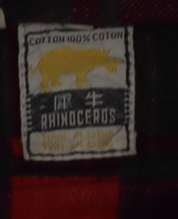 Rhinoceros Men's Red Check Flannel Cotton Jacket L