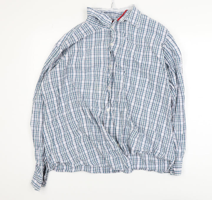 Cotton Traders Men's Blue Check Long Sleeve Button-Up Shirt XL