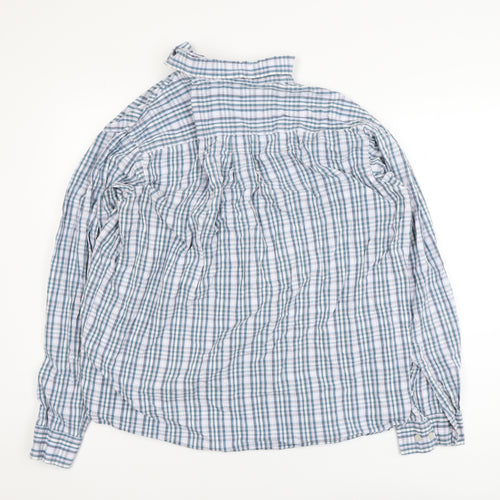 Cotton Traders Men's Blue Check Long Sleeve Button-Up Shirt XL