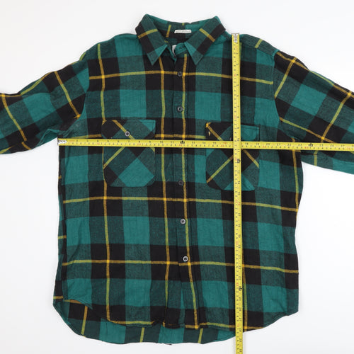 aka BAY Men's Green Checked Flannel Cotton Casual Jacket L