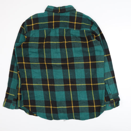 aka BAY Men's Green Checked Flannel Cotton Casual Jacket L