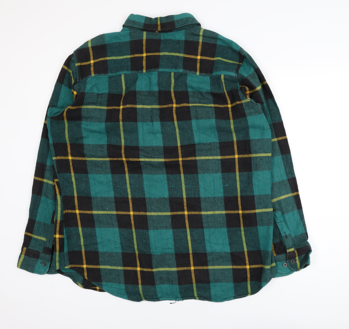aka BAY Men's Green Checked Flannel Cotton Casual Jacket L