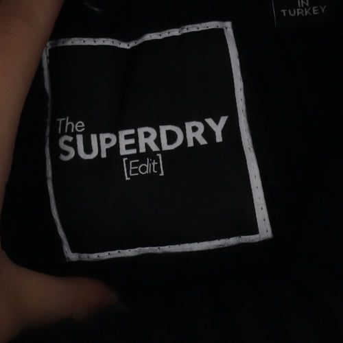 Superdry Women Black Roll Neck Cable-Knit Jumper Size 10