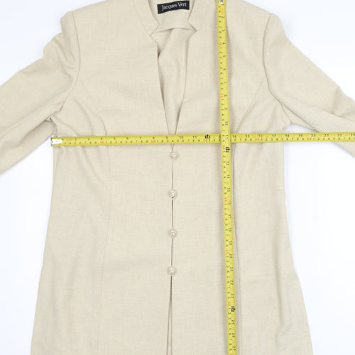 Jacques Vert Women's Beige Long Blazer Jacket Size 12 Classic Workwear