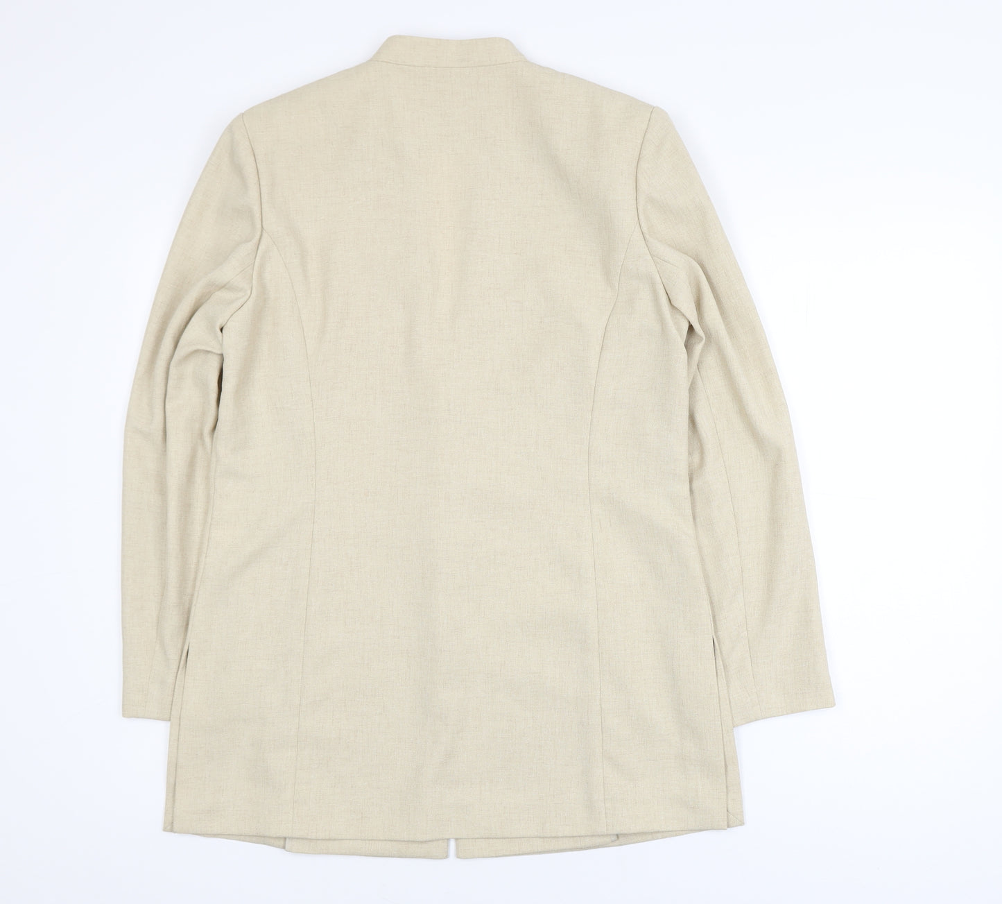 Jacques Vert Women's Beige Long Blazer Jacket Size 12 Classic Workwear