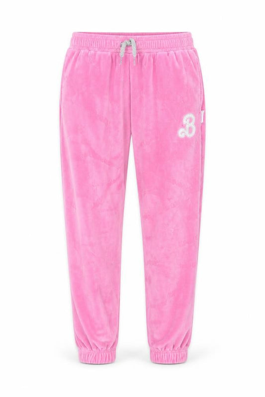 Barbie Girls Pink Velour Jogger Trousers Size 12 Years Elastic Waist
