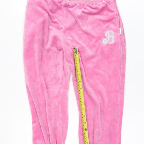 Barbie Girls Pink Velour Jogger Trousers Size 12 Years Elastic Waist