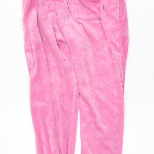 Barbie Girls Pink Velour Jogger Trousers Size 12 Years Elastic Waist