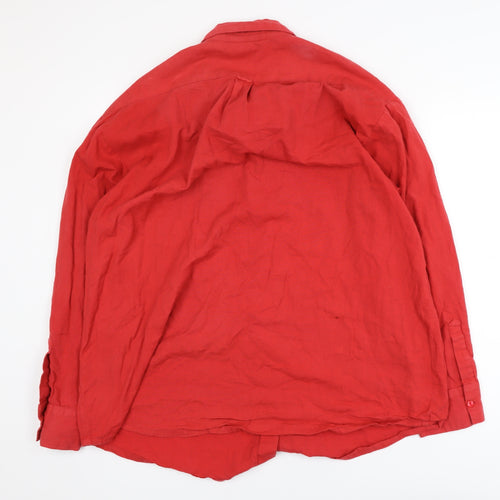 Collusion Women's Red Linen Button-Up Shirt UK 12 Long Sleeve