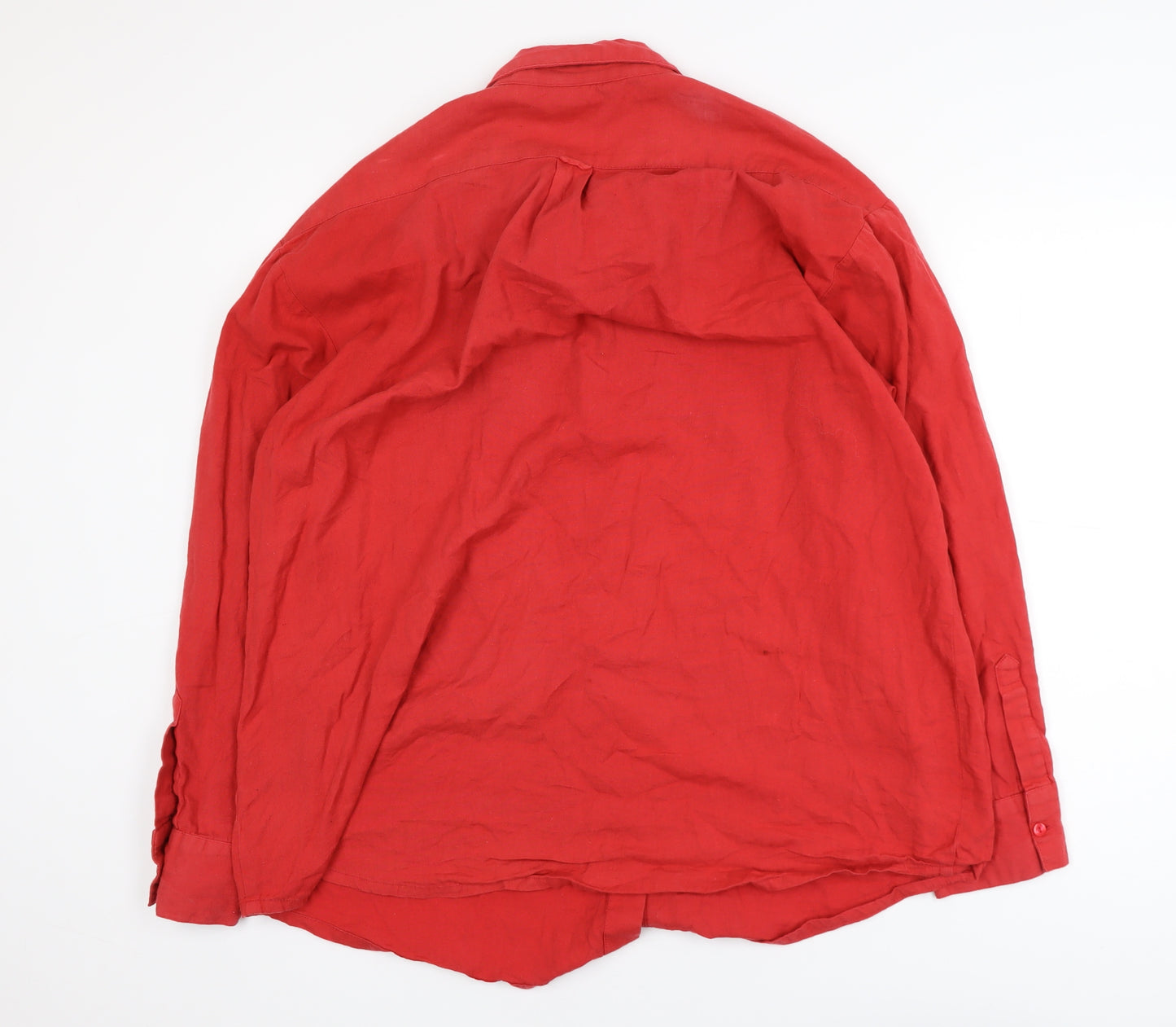 Collusion Women's Red Linen Button-Up Shirt UK 12 Long Sleeve