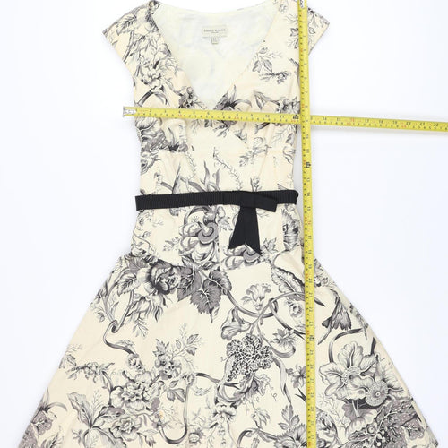 Karen Millen Women’s Beige Floral Fit & Flare Dress Size 8