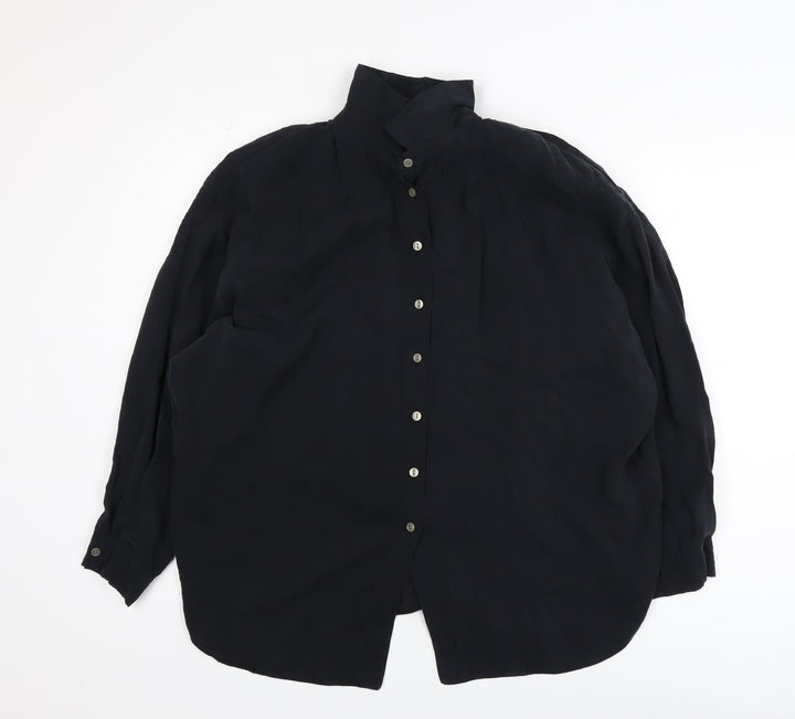 New Look Women's Black Long Sleeve Button-Up Shirt UK 14