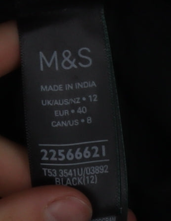 Marks and Spencer Per Una Women's Black Velvet Shift Dress Size 12