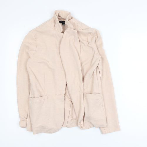 New Look Women Beige Cotton Blend Open Cardigan Size 8