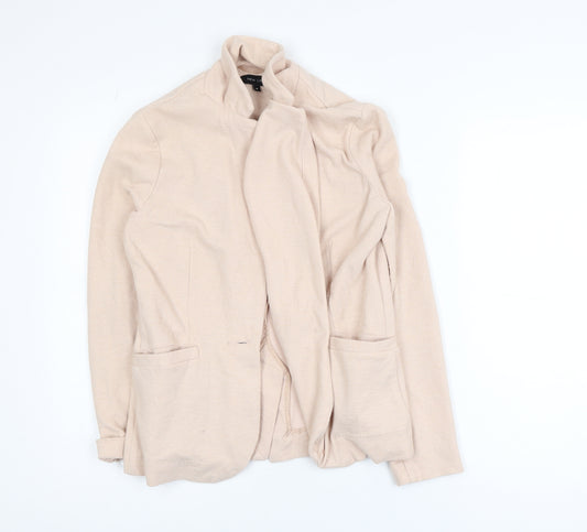 New Look Women Beige Cotton Blend Open Cardigan Size 8
