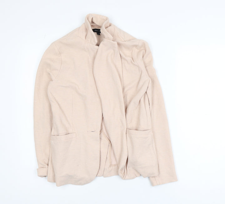 New Look Women Beige Cotton Blend Open Cardigan Size 8