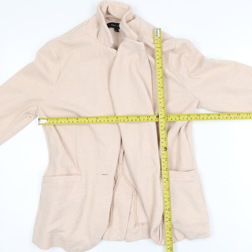 New Look Women Beige Cotton Blend Open Cardigan Size 8