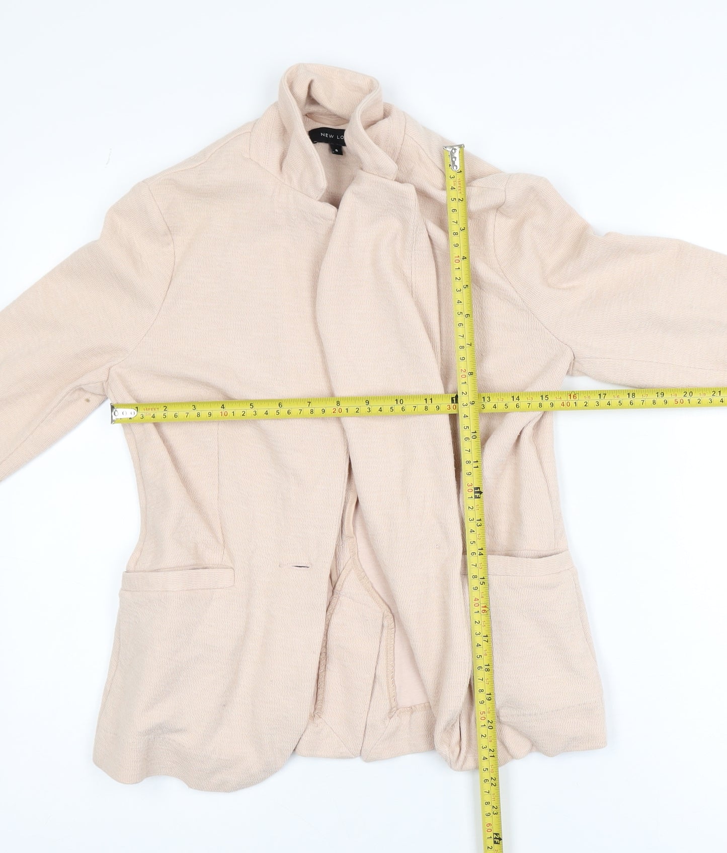 New Look Women Beige Cotton Blend Open Cardigan Size 8