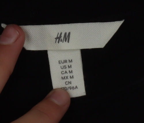 H&M Women Black Size 12 Midi T-Shirt Dress Cotton Blend Casual