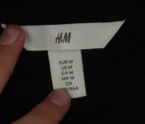 H&M Women Black Size 12 Midi T-Shirt Dress Cotton Blend Casual