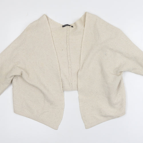 Brandy Melville Women Beige Chunky-Knit Open Cardigan One Size