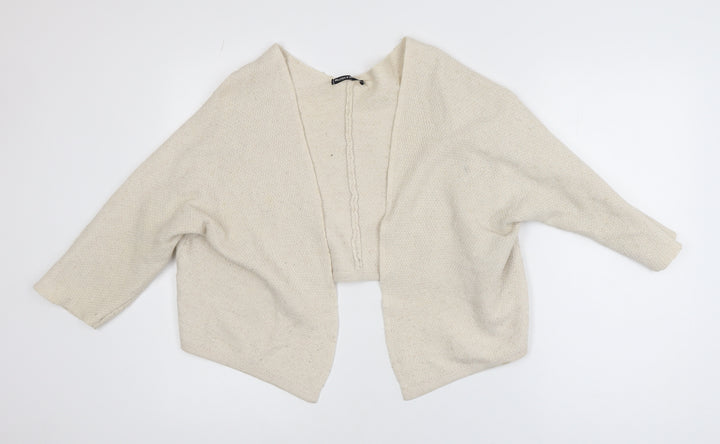 Brandy Melville Women Beige Chunky-Knit Open Cardigan One Size
