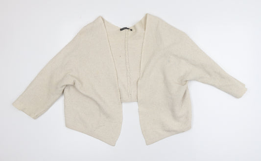 Brandy Melville Women Beige Chunky-Knit Open Cardigan One Size