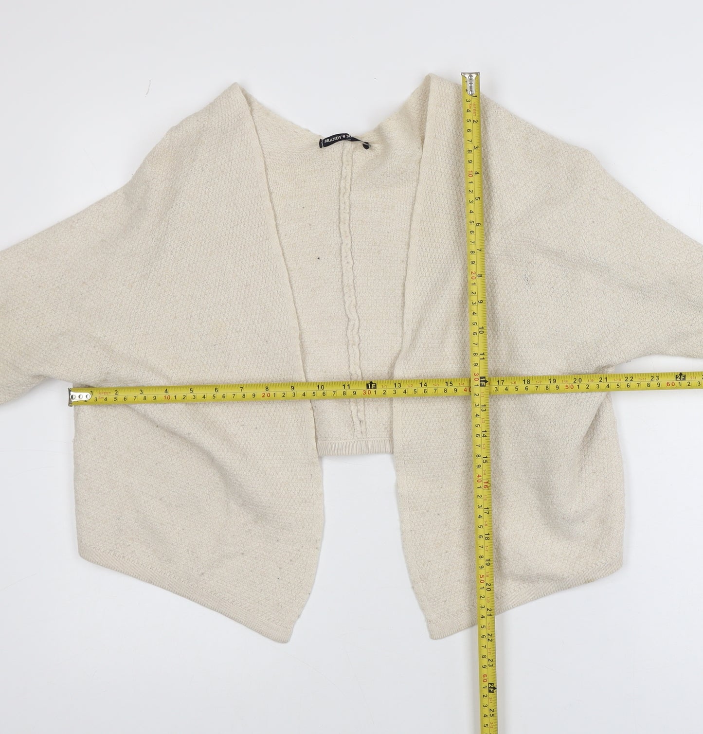Brandy Melville Women Beige Chunky-Knit Open Cardigan One Size