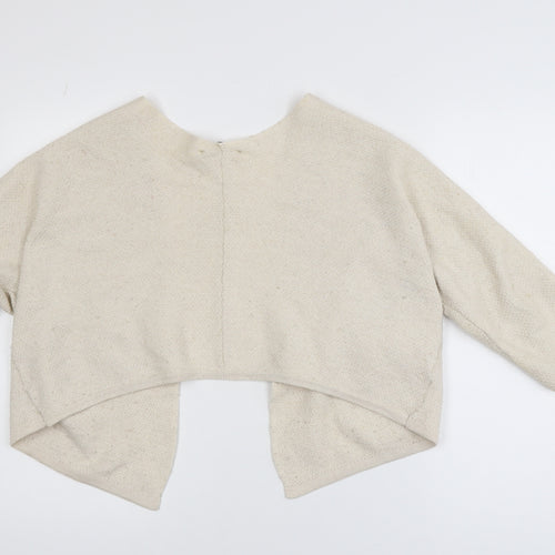 Brandy Melville Women Beige Chunky-Knit Open Cardigan One Size