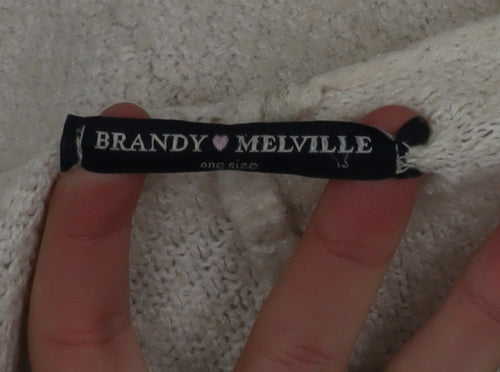 Brandy Melville Women Beige Chunky-Knit Open Cardigan One Size