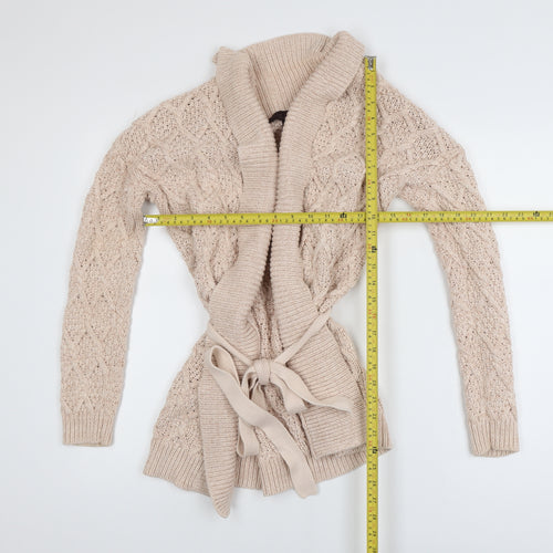 Great Plains Women’s Beige Cable-Knit Cotton Belted Cardigan XS