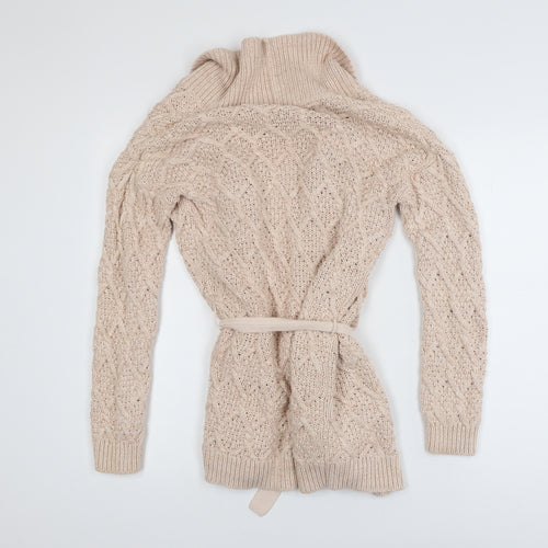 Great Plains Women’s Beige Cable-Knit Cotton Belted Cardigan XS