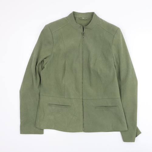 Style by EWM Womens Green Full Zip Lined Jacket Size 10