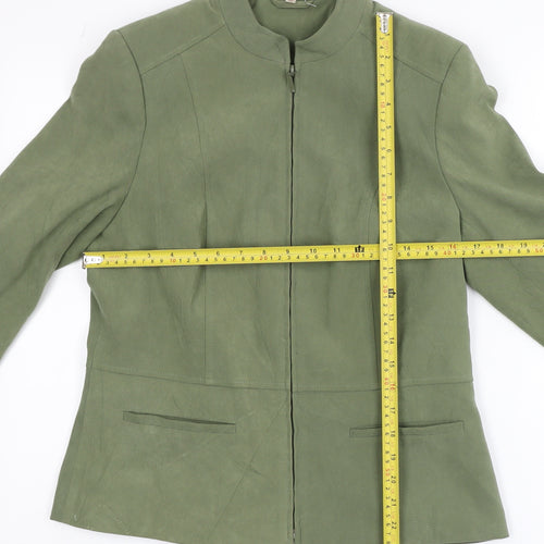 Style by EWM Womens Green Full Zip Lined Jacket Size 10