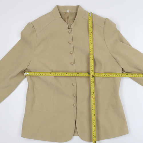 Style by EWM Women's Beige Size 12 Long Sleeve Button Jacket