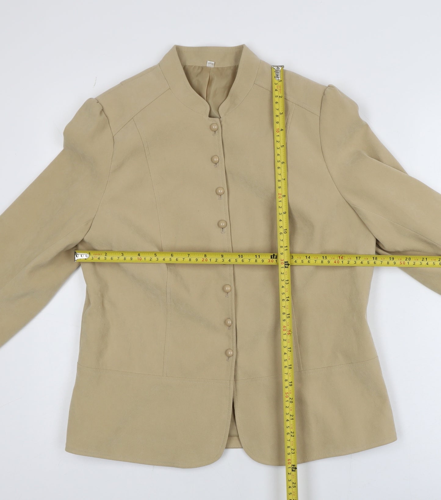 Style by EWM Women's Beige Size 12 Long Sleeve Button Jacket
